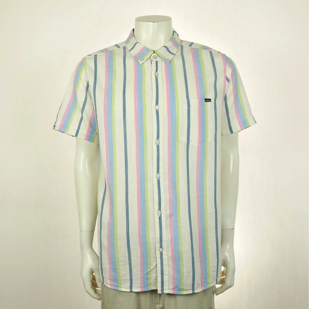 Chubbies Friday Camp Button Down Shirt Mens XL Beige Cotton Blend Travel Relax